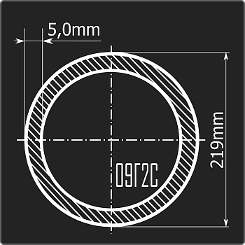 Труба электросварная 219*5,0 09Г2С Феррум 12м ГОСТ 10705-80