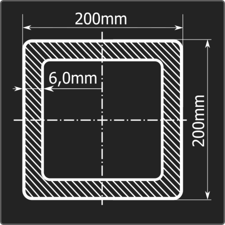 Труба проф. 200*200*6,0 ст.3сп 6м ГОСТ 30245-2003
