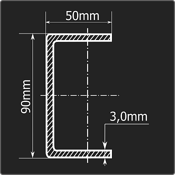 Швеллер холоднокатаный 90*50*3,0 ст.3пс Феррум 12м ГОСТ 8278-83