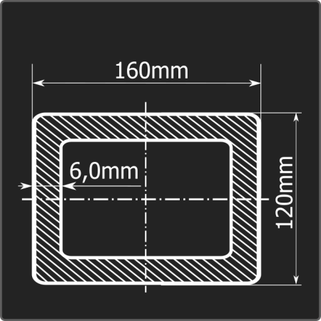 Труба проф. 160*120*6,0 ст.3сп Феррум 12м ГОСТ 30245-2003