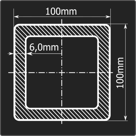 Труба проф. 100*100*6,0 ст.3сп Феррум 12м ГОСТ 13663-86