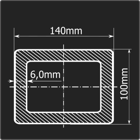Труба проф. 140*100*6,0 ст.3сп Феррум 12м ГОСТ 30245-2003