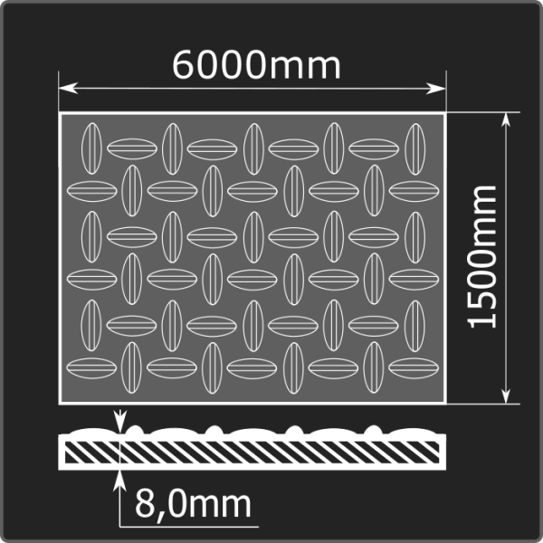 Лист рифленый 8,0*1500*6000 ст.3сп Феррум ГОСТ 8568-77 чечевица