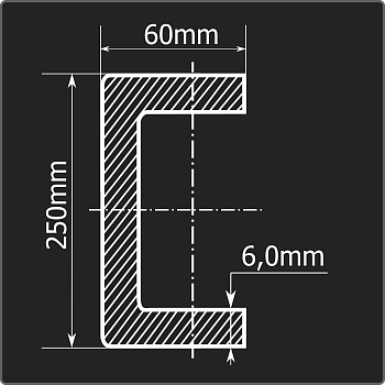Швеллер холоднокатаный 250*60*6,0 ст.3пс Феррум 12м ГОСТ 8278-83