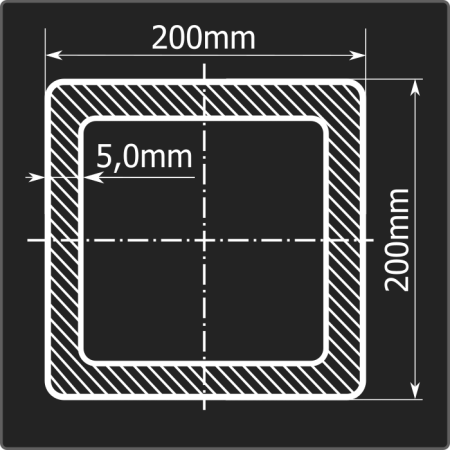 Труба проф. 200*200*5,0 ст.3пс 12м ГОСТ 30245-2003