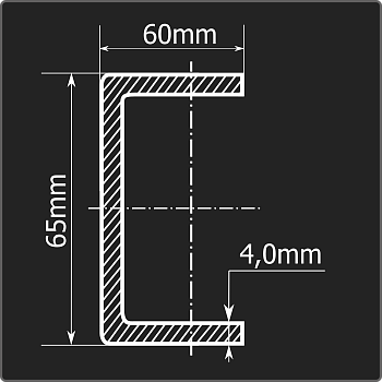 Швеллер холоднокатаный 65*60*4,0 ст.3пс Феррум 12м ГОСТ 8278-83