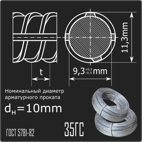Арматура 10,0 35ГС ГОСТ 5781-82 (бухты) Арматура 10,0 35ГС ГОСТ 5781-82 (бухты)