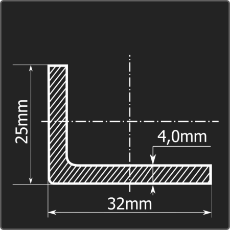 Угол холоднокатаный 32*25*4,0 ст.3пс Феррум 6м ГОСТ 19771-74