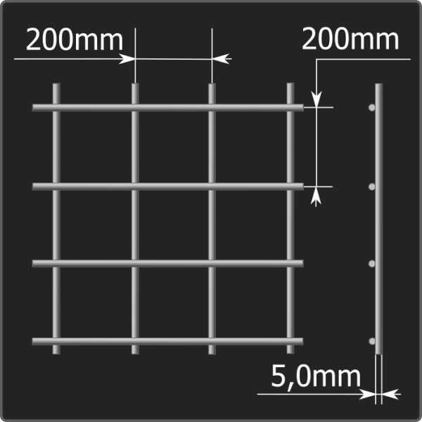 Сетка кладочная 200*200*5,0 (2,0*3,0) ТУ 25.93.13-001-03876796-2019