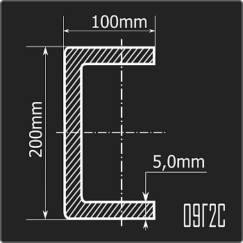 Швеллер холоднокатаный 200*100*5,0 09Г2С Феррум 12м ГОСТ 19281-2014