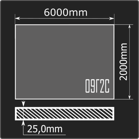 Лист горячекатаный 25*2000*6000 09Г2С ММК ГОСТ 19281-2014