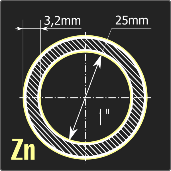 Труба ВГП оцинкованная 25*3,2 ст.2пс ГОСТ 3262-75 7,8м