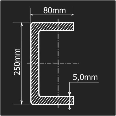 Швеллер холоднокатаный 250*80*5,0 ст.3пс Феррум 12м ГОСТ 8278-83