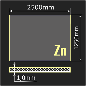 Лист оцинкованный 1,0*1250*2500 ст.08пс Феррум ГОСТ 14918-2020