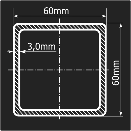 Труба проф. 60*60*3,0 ст.3сп Феррум 12м ГОСТ 13663-86 Стык