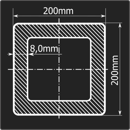 Труба проф. 200*200*8,0 ст.3сп 12м ГОСТ 30245-2003