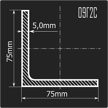 Угол 75*75*5,0 09Г2С 12м ГОСТ 19281-2014/ГОСТ 8509-93