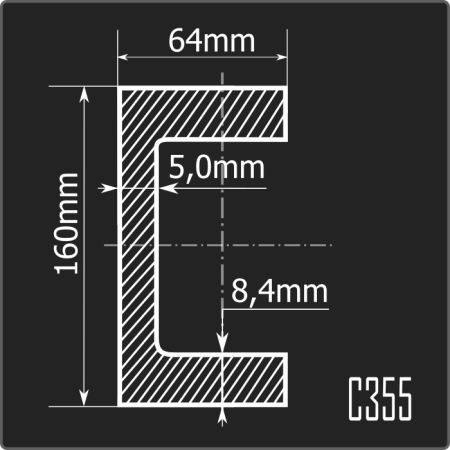 Швеллер 16П С355 12м ГОСТ 27772-2021/ГОСТ 8240-97