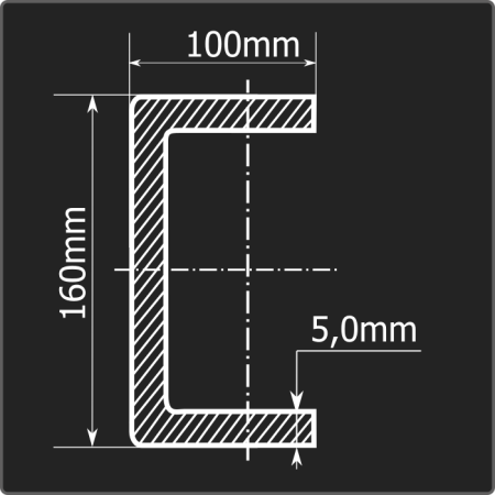 Швеллер холоднокатаный 160*100*5,0 ст.3пс Феррум 12м ГОСТ 8278-83
