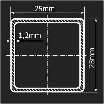 Труба проф. 25*25*1,2 ст.08пс Феррум 6м ГОСТ 13663-86