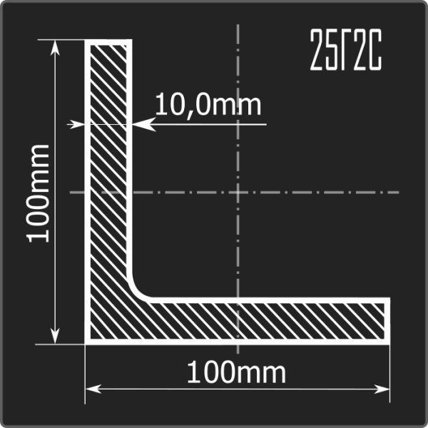 Угол 100*100*10 ст.3пс 12м ГОСТ 535-2005/ГОСТ 8509-93