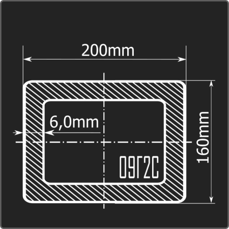 Труба проф. 200*160*6,0 09Г2С Феррум 12м ГОСТ 30245-2003