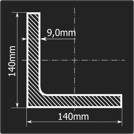 Угол 140*140*9,0 С355 12м ГОСТ 27772-2021/ГОСТ 8509-93