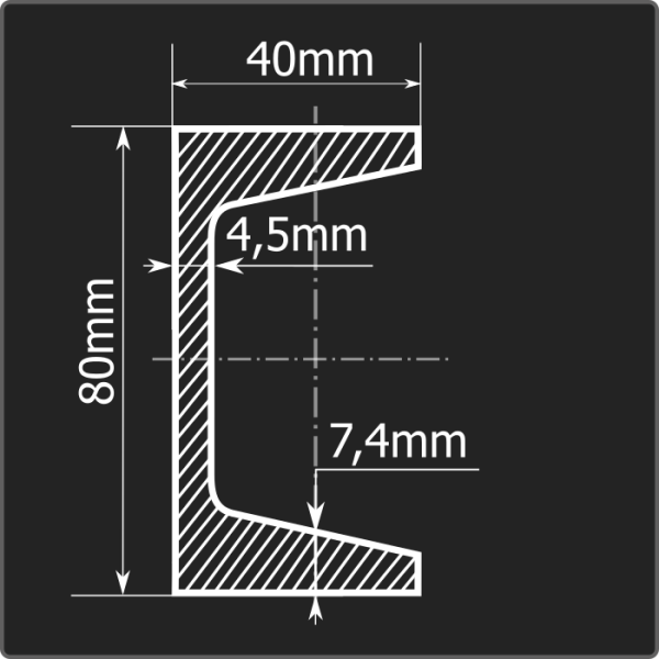 Швеллер 8У ст.3сп 12м ГОСТ 535-2005/ГОСТ 8240-97