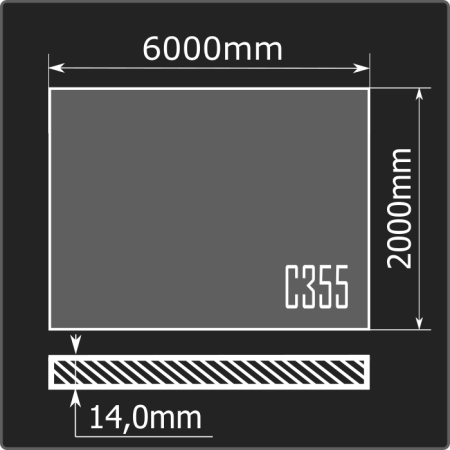 Лист горячекатаный 14*2000*6000 С355 ГОСТ 27772-2021