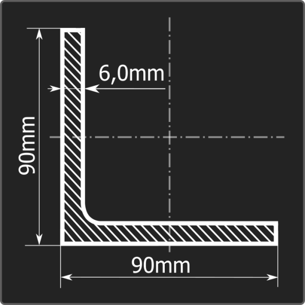 Угол 90*90*6,0 ст.3сп 12м ГОСТ 535-2005/ГОСТ 8509-93
