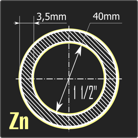 Труба ВГП оцинкованная 40*3,5 ст.2пс ГОСТ 3262-75 6м