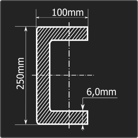 Швеллер холоднокатаный 250*100*6,0 ст.3пс Феррум 6м ГОСТ 8278-83