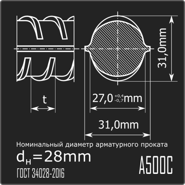 Арматура 28,0 А500С ГОСТ 34028-2016 11,7м